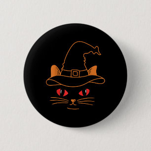 Black Cat Face Halloween Costume 2 Inch Round Button