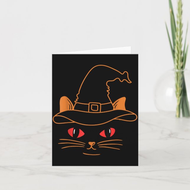 Black Cat Face Halloween Costume Card (Front)