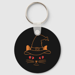 Black Cat Face Halloween Costume Keychain