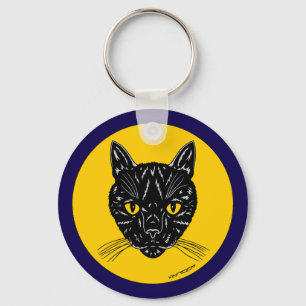 Black Cat Face Keychain