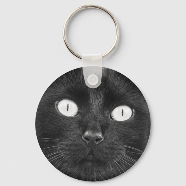 Black Cat Face Keychain (Front)