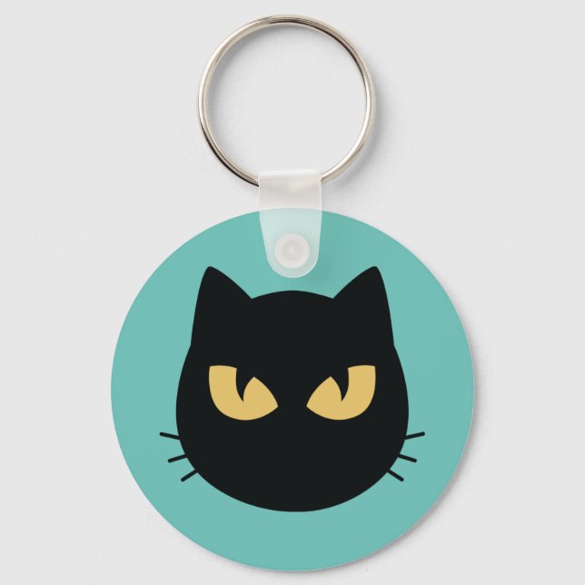 Black Cat face  Keychain (Front)