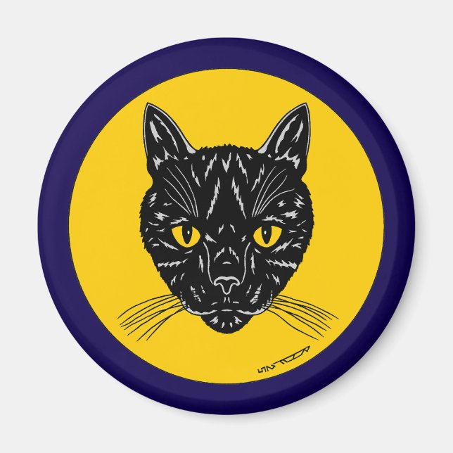 Black Cat Face Magnet (Front)