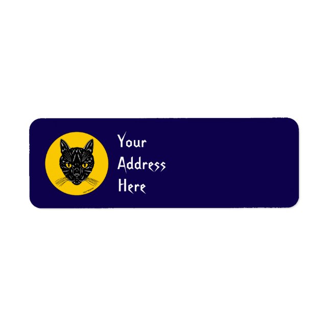 Black Cat Face Return Address Label (Devant)