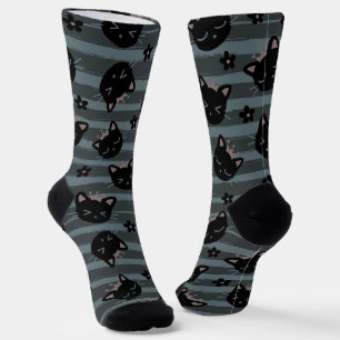 Black Cat Face  Socks