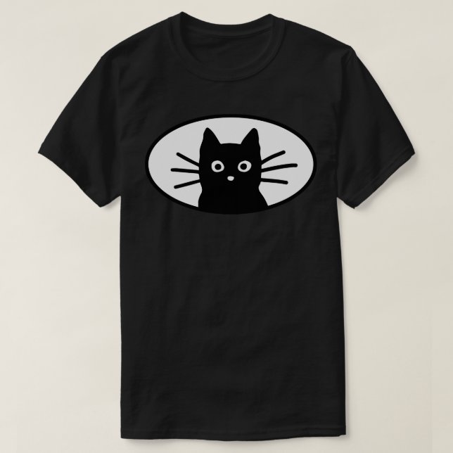 Black Cat Face  T-Shirt (Design Front)