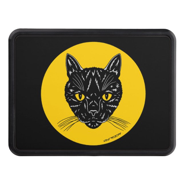 Black Cat Face Trailer Hitch Cover (Front)