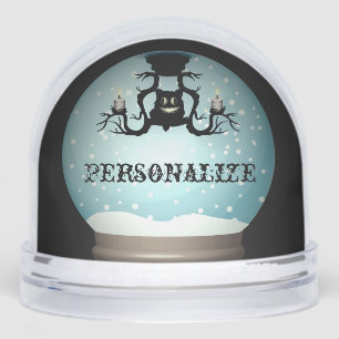 Black cat fall chandelier autumn snow globe