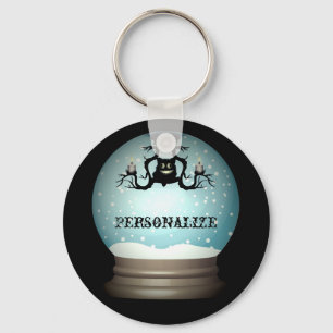 Black cat fall chandelier autumn snow globe keychain