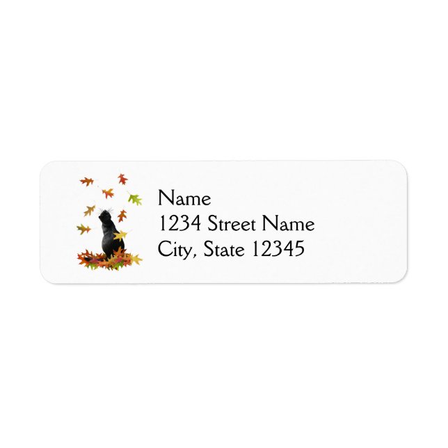 Black Cat Fall Leaves Address Labels (Front)