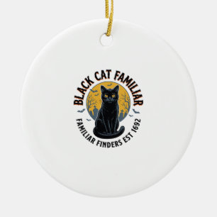 Black Cat Familiar Vintage Halloween Rescue Design Ceramic Ornament