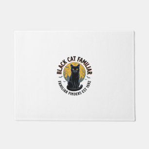Black Cat Familiar Vintage Halloween Rescue Design Doormat