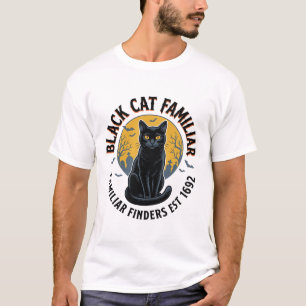 Black Cat Familiar Vintage Halloween Rescue Design T-Shirt
