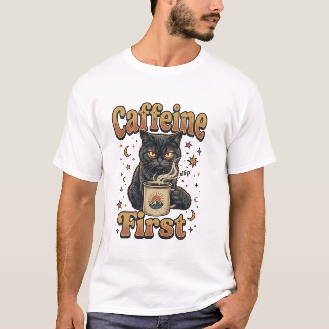 Black Cat Fantasy Warrior T-Shirt (Front)