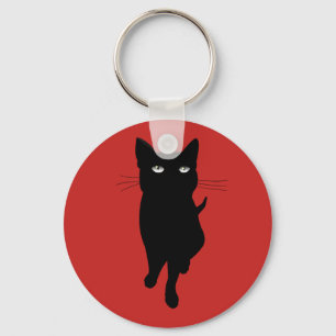 Black cat feline gothic kitty keychain