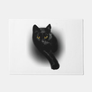 Black Cat Filing Nails Doormat