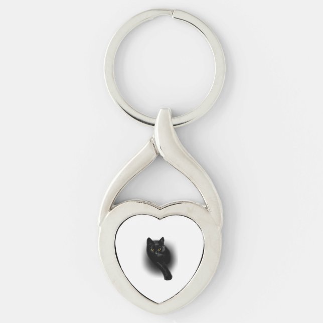 Black Cat Filing Nails Keychain (Front)