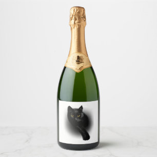 Black Cat Filing Nails Sparkling Wine Label