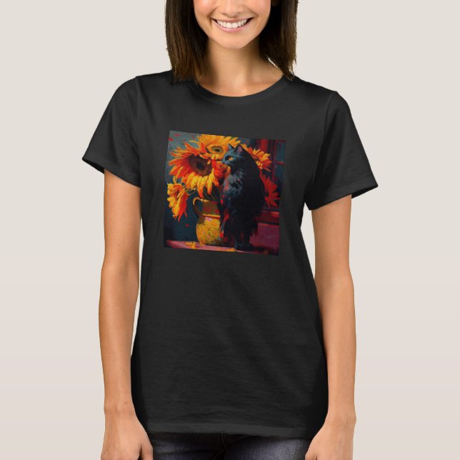 Black Cat Flamingo Su Ower T-Shirt (Front)