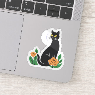 Black Cat | Floral Cute Cat