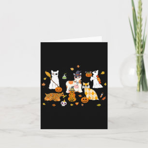 Black Cat Floral Ghost Pumpkin Halloween Costume Card