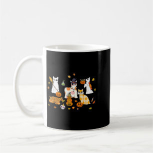 Black Cat Floral Ghost Pumpkin Halloween Costume Coffee Mug