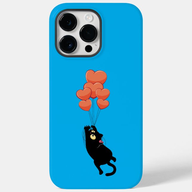 Black cat fly on hearts Case-Mate iPhone case (Back)