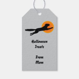 Black Cat Flying School Halloween Custom Tag