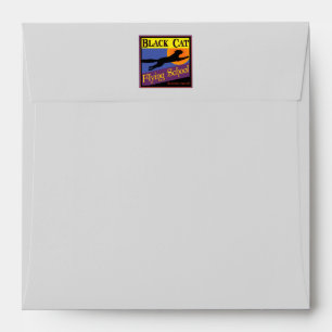 Black Cat Flying School Halloween Envelope