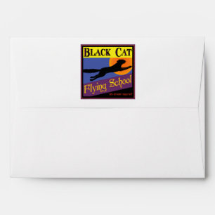 Black Cat Flying School Halloween Envelope