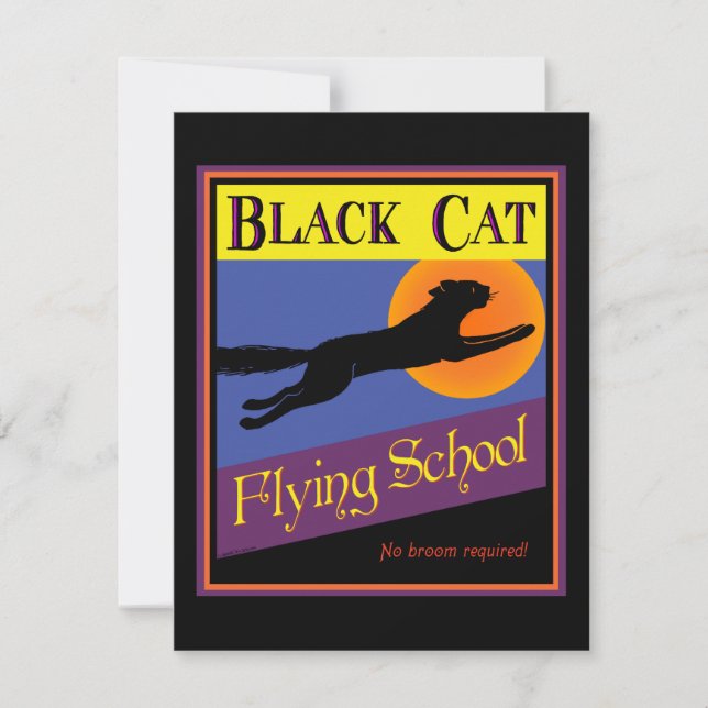Black Cat Flying School Invitations personnalisées (Devant)