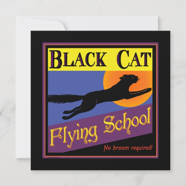 Black Cat Flying School Invitations personnalisées (Devant)