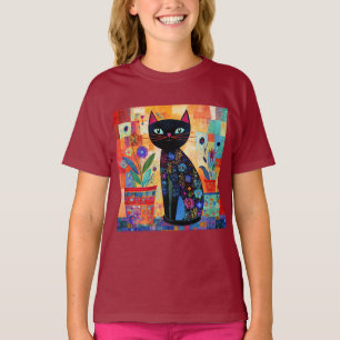 Black Cat Folk Art T-Shirt