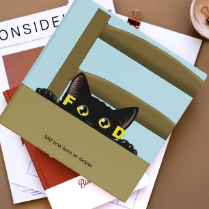 Black Cat Food Funny Hungry Kitty Humour Binder