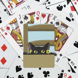 Black Cat Food Funny Hungry Kitty Humour Playing Cards