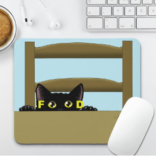 Black Cat Food Funny Mouse Pad