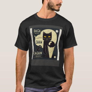 Black Cat Football Ice Cream T-Shirt
