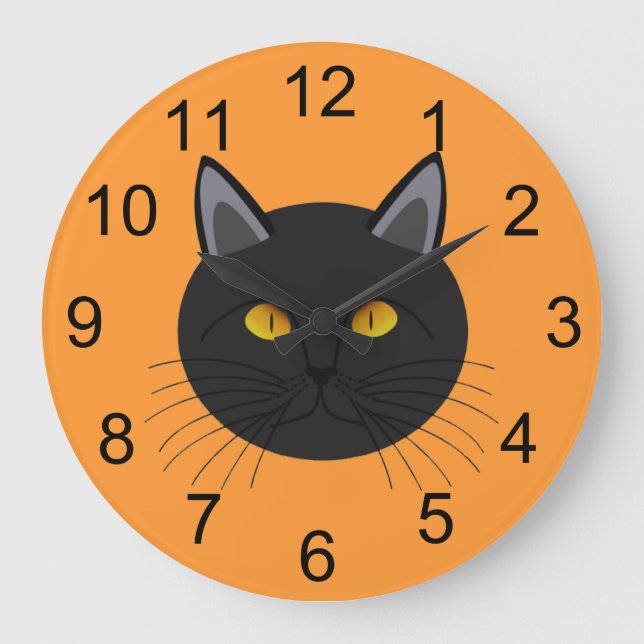 Black Cat for Halloween Wall Clock (Front)