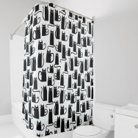 Black Cat Fun Pattern Black and White