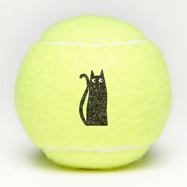 Black Cat Fun Tennis Balls (Front)