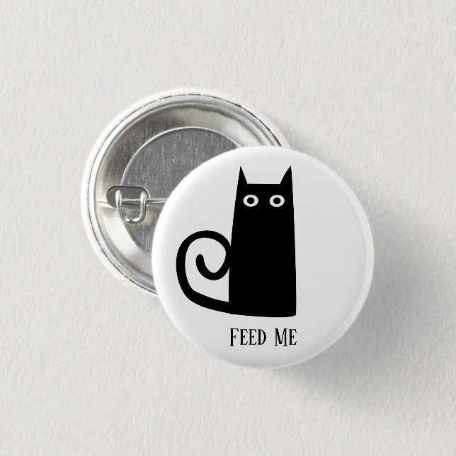 Black Cat Funny 1 Inch Round Button (Front & Back)