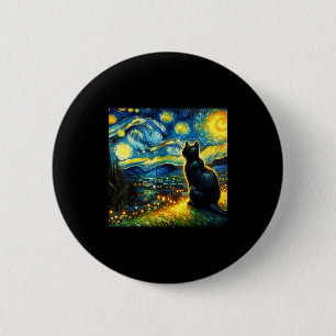 Black Cat Funny Cat Lover Mom Daddy Starry Night V 2 Inch Round Button