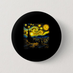 Black Cat Funny Cat Lover Mom Daddy Starry Night V 2 Inch Round Button