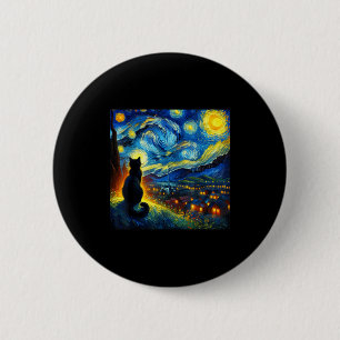 Black Cat Funny Cat Lover Mom Daddy Starry Night V 2 Inch Round Button
