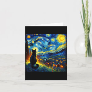 Black Cat Funny Cat Lover Mom Daddy Starry Night V Card
