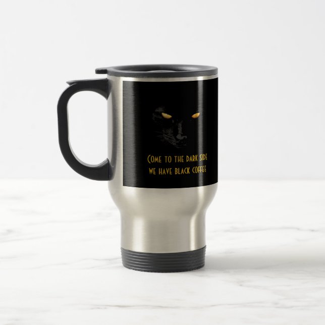 Black Cat funny cool customizable Travel Mug (Left)