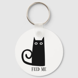 Black Cat Funny Feed Me Keychain