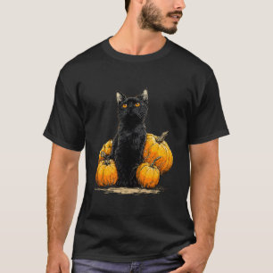 Black Cat Funny Halloween Pumpkin Cat Lover Cat Mo T-Shirt