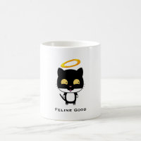 Black Cat Funny Pun With Halo - Feline Good