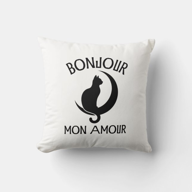 Black Cat Funny Saying Cat Quote Throw Pillow (Front)